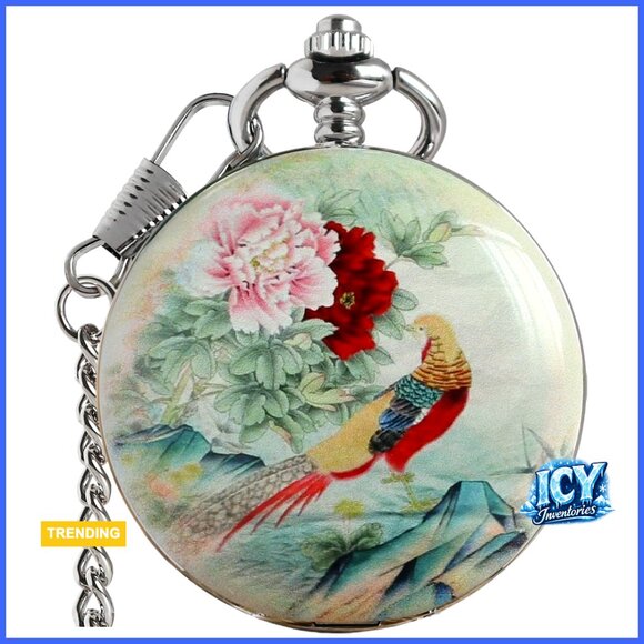 Manual Mechanical Pocket Watch with Chain Stainless Steel Skeleton Dial main image 4